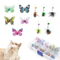 SONGWAY 猫おもちゃ 交換用 5チョウチョ 5小飛ぶ虫 収納ボックス付き