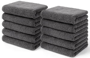 AIFY フェイスタオル 10枚セット 厚手 軽量 速乾 耐久性 ふわふわ 綿 毛落ちしにくい 抗菌 防臭 瞬間吸水 ホテル仕様 無地 髪に優しい 肌触りが良い 赤ちゃん エステ サロン 新生活セット 一人