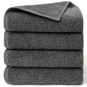 AIFY スリムバスタオル 4枚セット 小さめ 速乾 ふわふわ 柔らか 綿 毛落ちしにくい 耐久性 厚手 軽量 抗菌 防臭 瞬間吸水 ホテル仕様 無地 髪に優しい 肌触りが良い 赤ちゃん エステ サロン ギ