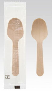 サンナップ 完封ウッドカトラリー 100本 スプーン 個包装 使い捨て 木製 DSPW100P (透明袋入りデザートスプーン)