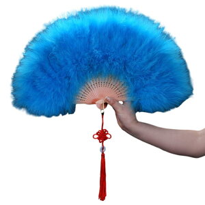 LOYELEY 扇子 羽扇子 ジュリ扇 舞扇子 ジュリアナ羽扇子 ダンス 高級 ふわふわ パーティー 踊り ディスコ バブル ハロウィン コスプレ 舞台道具 結婚式 文化祭 演出 (スカイブルー)