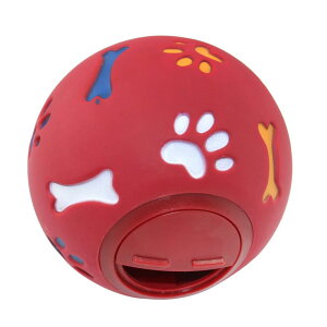 犬おもちゃ噛む おやつボール 犬 早食い防止 餌入れボール 知育玩具 犬噛むおもちゃ 丈夫 犬用玩具 歯清潔 運動不足 ストレス解消 ペットおもちゃ 玩具ボール 投げるおもちゃ -レッド||L-14*14