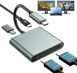 USB-C �c�[ �f���A�� HDMI �A�_�v�^ - 4K@30Hz �f���A�����j�^�[ HDMI �A�_�v�^�i100W PD �[�d�@�\�t���AUSB3.0 5Gbps �Ή��A�T���_�[�{���g 3 �݊��j