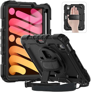 Herize iPad Mini6 �P�[�X 2021/ iPad Mini6 ��6���� 8.3�C���` �P�[�X �J�o�[ �ی�t�B�����t�� �y���z���_�[ Pencil���[ 360�x ��] �ϏՌ� �c�u�� �n���h�z���_�[ �X�^���h �h�o ���|���[ �X�g���b�v �h