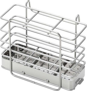 ヨシカワ 水切りラック 水切りかご 日本製 カトラリーポケット 足なし 箸 仕切りあり 12.8×6.2×高10cm 1306121 食器 水切り カゴ 台所 シンク トレー キッチン バスケット