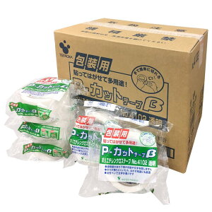 寺岡製作所 養生テープ 包装用 P-カットテープ 50mm×25m 30巻入り No.4102_30P 透明