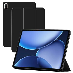 For OPPO Pad 4 Pro ケース 軽量 耐衝撃 オッポ Pad4 Pro 13.2インチ 用保護ケース 手帳型カバー スタンドカバーTPU+PU製 汚れ防止 (ブラック)