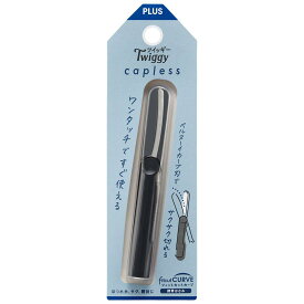 プラス はさみ 携帯タイプ フィットカットカーブ ツイッギー キャップレス ペンタイプ 安全に携帯 ブラック SC-110P 36-690