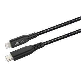 ★お買い物マラソン特別価格★ タイプC ライトニング ケーブル Apple純正 MFi認証 チーロ cheero Type-C to Lightning Cable 1m ブラック×シルバー Power Delivery 対応 iPhone / iPad / iPod