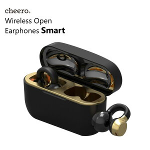 ワイヤレスイヤホン イヤーカフ 耳掛け Bluetooth 5.3 ブルートゥース 通話 マイク 防水 iPhone Android 開放型 オープンイヤホン 超軽量 高音質 チーロ cheero Wireless Open Earphones Smart ブラック × ゴール