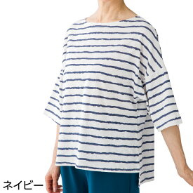 シニアファッション レディース Tシャツ 春夏 全3色 ML/LL 【 6分袖ゆったり綿混ボーダーTシャツ A16 】 ltt lfs 母の日 誕生日プレゼント ギフト シニア レディース 祖母 おばあちゃん 60代 70代 80代 90代