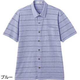 シニア メンズ カジュアル シャツ 春夏 全3色 M/L 【 麻混スナップ釦半袖ニットシャツ A16 】 おじいちゃん 誕生日プレゼント ギフト シニア メンズ 祖父 おじいちゃん 60代 70代 80代 90代