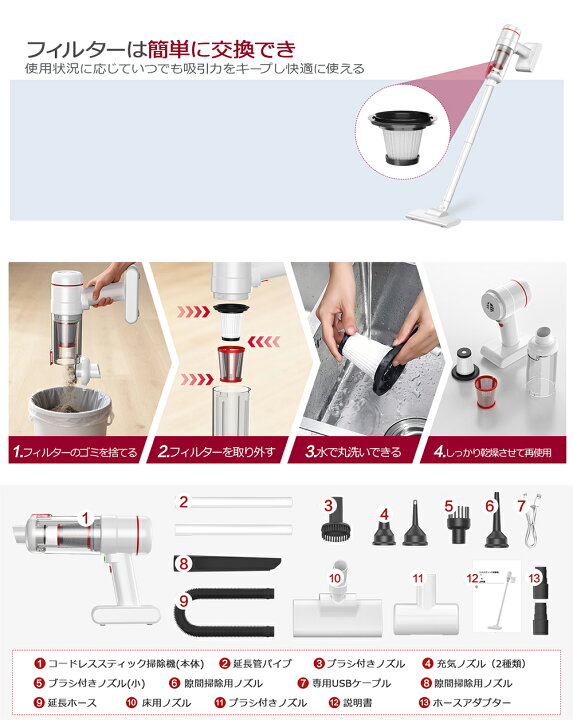 楽天市場】【COUPONで5,680円】 掃除機 コードレス 軽い 28000pa 超 