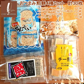 【送料込み】おつまみ煎餅セット4種 30枚　いかせん、ナッツせん、チー煎、飴の4種の味 おつまみぞろい いかせんべい6枚×1袋 ミックスナッツせんべい5枚×1袋 チー煎15枚×1袋 あめせん4枚 個包装 南部せんべい 母の日 菓子 花見 おつまみ お中元 ギフト 贈り物 祖父 祖母