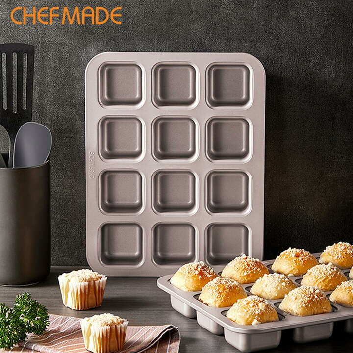 楽天市場】CHEFMADE マフィン型 カップケーキ型 パン型 12個取 正方形 