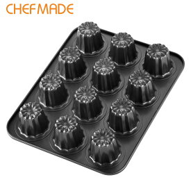 【CHEFMADE】【送料無料】 カヌレ型 12個取 シリコン加工 ノンスティック(32.5*25.8*5.1 cm) 型離れ抜群　粘りにくい　手作り　手作りケーキ　手作りお菓子　焼き型　焼型　型　焼きお菓子　お菓子作り