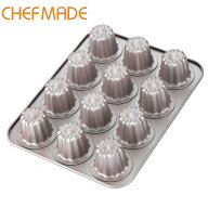 【CHEFMADE】【送料無料】CHEFMADE カヌレ型 12個取 シリコン加工 ノンスティック(32.5*25.8*5.5cm) 焼き…