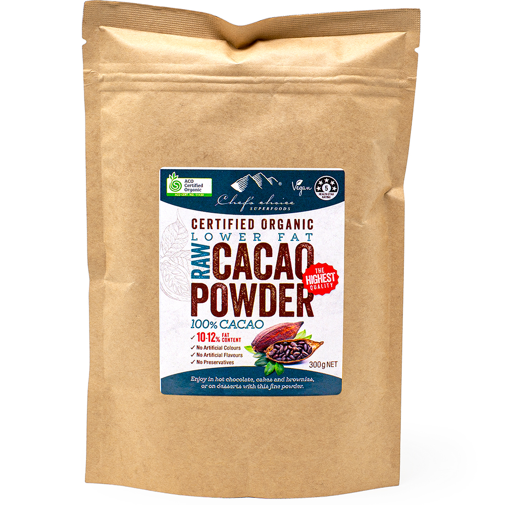 シェフズチョイス オーガニック ローカカオパウダー 300g×1袋 10-12%低脂質タイプ Organic Raw Cacao Powder クリオロ種 非加熱RAW製法 非アルカリ処理  認証 Kosher BRC Vegan NonGMO ACO USDA JAS かかおぱうだー カカオパウダー