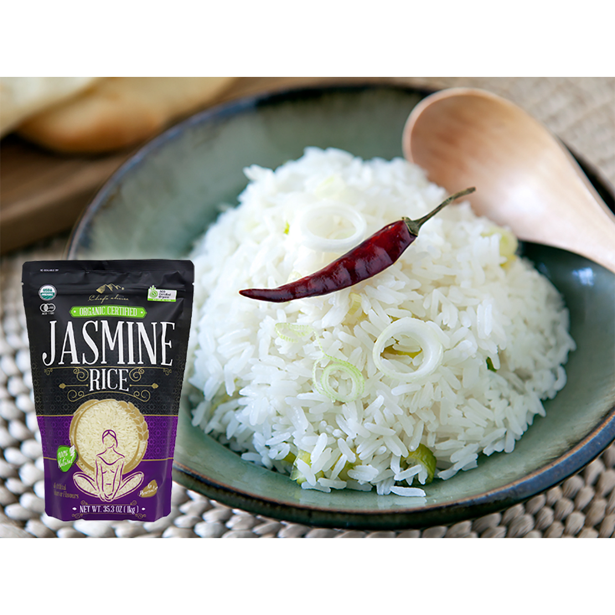 在庫あり】シェフズチョイス オーガニック ジャスミンライス Jasmine Kosher認証 タイ産 ジャスミン米 1kg×2袋 有機JAS 香り豊か  USDA Rice 米・雑穀