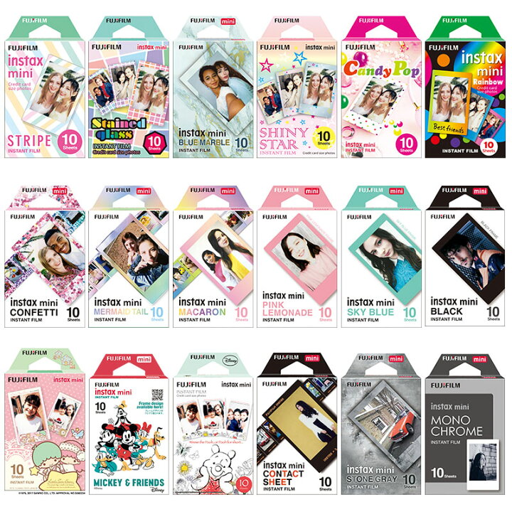 フジフィルムインスタントカラーフィルム Instax Mini 自由に選べるフジフィルムチェキフィルムキャラクタータイプ3本セット