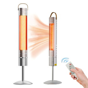 電気ストーブ ハロゲンヒーター 屋内/屋外 自立型 電気ヒーター リモコン操作 3段階温度調整 1500W 1秒速暖 IP65防水 静音 省エネ 暖房器具 安全ロック付き 過熱保護 転倒保護 寝室 浴室 脱衣所