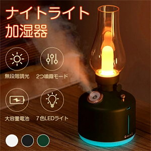 卓上加湿器 加湿器 卓上 LEDライト ナイトライト 大容量 小型 長時間連続加湿 無段階調光 USB充電 静音 省エネ 肌乾燥対策 持ち運び 手軽 コンパクト お手入れ簡単 オフィス リビング 寝室 子