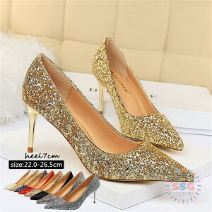 結婚式 パンプス 痛くない 入学式 パーティ フォーマル ラメ ポインテッドトゥパンプス ヒール7cm シューズ キラキラ ウェディングシューズ ハイヒール パンプス ブライダルシューズ ライン