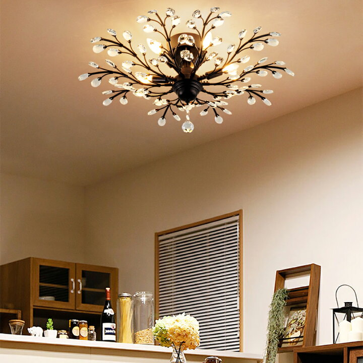 楽天市場】シーリングライト レトロ クリスタル 5灯 照明 LED 対応 