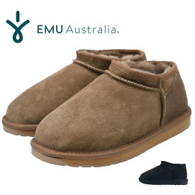 EMU Australia エミュ ムートンブーツ W13013 Stinger Compact 撥水 シープスキン ムートン ブーツ 本革 レザー ショートブーツ ファー ボア ブラック レディース 靴 【あす楽対応】【大きいサイズ】