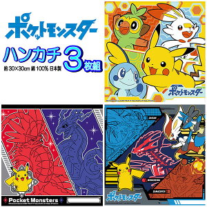 ポケモン ハンカチ3枚セット ポケットモンスター 人気 スカーレット バイオレット 子供 キッズ グッズ ポケモンハンカチ ムゲンダイナ ミライドン コライドン ピカチュウ 【b1327】