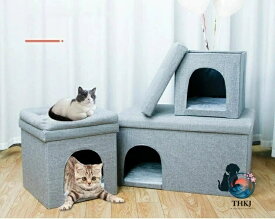 【全品2点で5%OFF】ペットハウス 収納スツール ペットベッド 猫 ハウス 犬小屋 キャットハウス 折りたたみ 通気性 防寒 小型犬 猫換気 洗え 寝袋 暖かい 休憩所 遊び場 四季通用 ペットベット スツール 犬 猫グッズ 寒さ対策