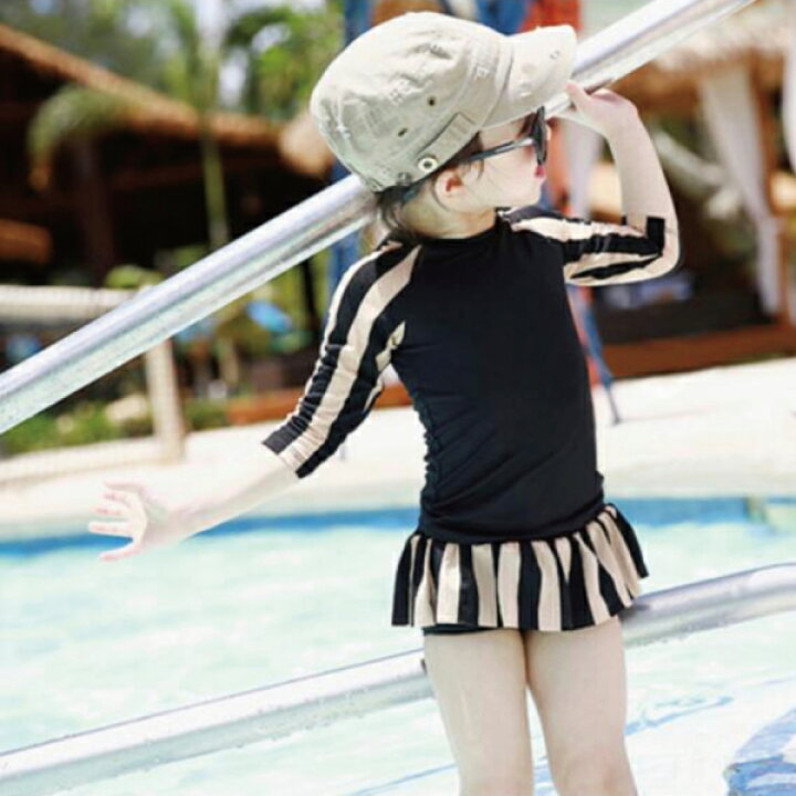 楽天市場 1 9 時 エントリーで店内全品p10倍 水着 ラッシュガード キッズ スイムウェア モノトーン おしゃれ 女の子 ストライプ プール 海 セットアイテム インポート子供服 輸入子供服 韓国子供服 2歳 3歳 4歳 5歳 ラッピング対応可 シェリール