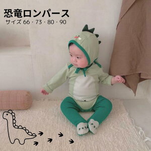 なりきり恐竜ロンパースセット 恐竜 ベビー ダイナソー 3点セット タイツ ロンパース 帽子 60 70 80 90 緑 龍 ドラゴン ベビー服 年賀状 コスプレ コスチューム 衣装 写真 辰年