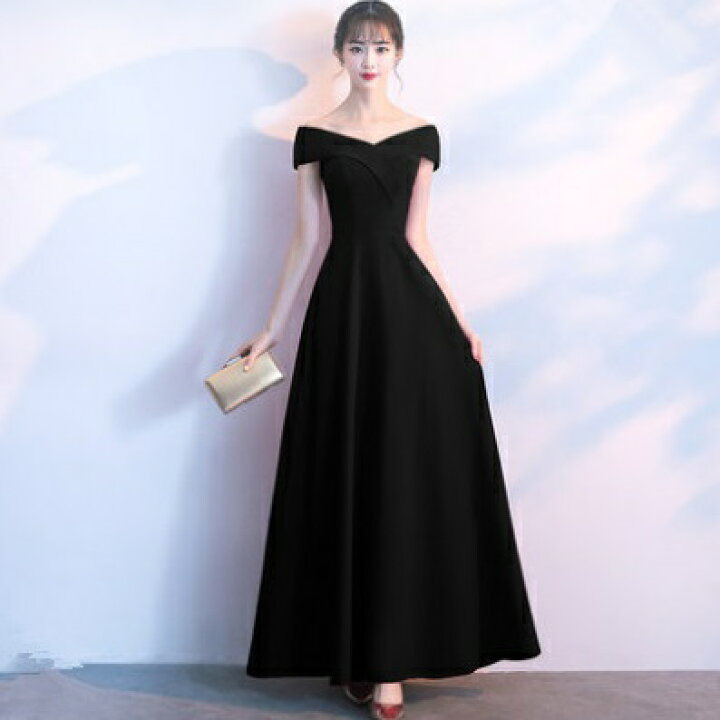 楽天市場】ロングドレス シンプル オフショルダーデザイン 上品マキシ 