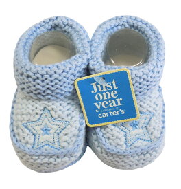 小さな赤ちゃんブーツ 新生児 かぎ針編みブーツ JUST ONE YEAR ブルー