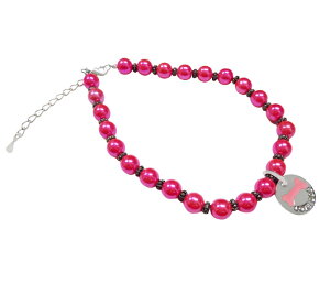 チャーム ビーズ 首輪 犬 DOG ピンク シルバー 超小型犬 小型犬 チェーン プレート キラキラ 可愛い 男の子 女の子 プレゼント