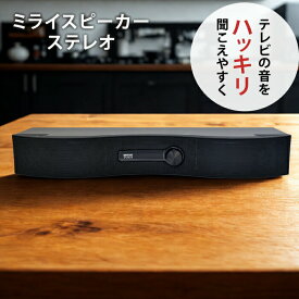 スピーカー テレビ 手元スピーカー ミライスピーカー ステレオ テレビ用 TV用 テレビの音 くっきり 聞こえる 曲面サウンド 小型 高齢者 ギフト プレゼント 敬老の日 誕生日 父の日 母の日 有線接続 補聴 光デジタル コンパクト 黒色 省スペース