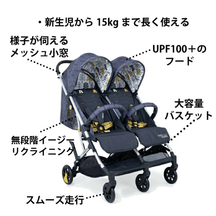 楽天市場】二人乗り 双子 ベビーカー バギー A型 双子用 ストローラー 