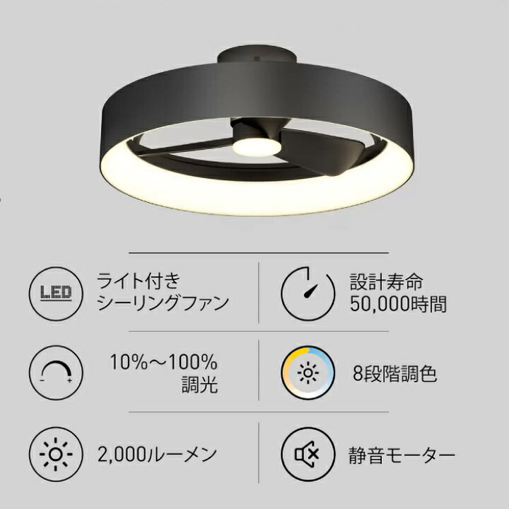 楽天市場】シーリングファンライト LED ファン付き 電器 寝室 選べる色 