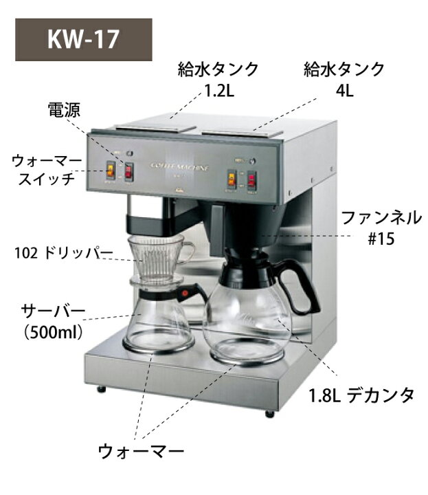 楽天市場】業務用コーヒーマシン カリタ KW-17 コーヒードリッパー  