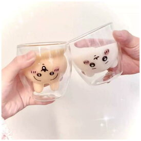 ちいかわ カップ 2層構造 ガラスコップ ハチワレ グラスカップ モモンガ 水筒 うさぎ マグカップ かわいい コーヒーカップ ティーカップ 高校生 女子 プレゼント