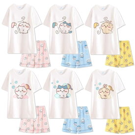 ちいかわ パジャマ 夏 半袖 大人 短パン 上下セット 長袖 長袖ズボン 綿 ハチワレ うさぎ グッズ パジャマ 寝巻き 半袖短パン 可愛い 部屋着 ルームウェア