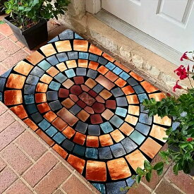 玄関クリーンマット 石タイル調 玄関マット 北欧 長方形 水洗いOK おしゃれ 玄関 泥落とし 土落とし 石タイル調 3D エクステリア 滑り止め