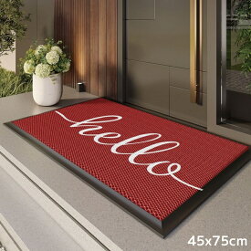 玄関マット おしゃれ 屋外マット hello ラバーマット 滑り止め 水洗い可能 長方形 ドアマット 45×75 エントランスマット 洗える クリーンマット 75cm幅