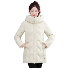 ダウンジャケット レディース アウター 秋 冬 ダウンコート 長袖 ゆったりシルエット フード付き 大容量ポケット 防寒防風 保温性 柔らかい 快適 カジュアル きれいめ