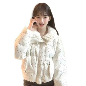 ダウンジャケット レディース アウター 秋 冬 ダウンコート 長袖 防寒防風 シンプル ゆとり 体型カバー 保温性 柔らかい ドット模様 上質 可愛い