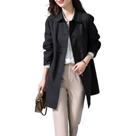 トレンチコート レディース スプリングコート 長袖 コート ミドル丈 ハーフコート アウター カジュアル 通勤 春秋 かわいい 着痩せ