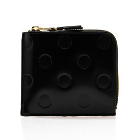 コムデギャルソン COMME DES GARCONS レディース メンズ L字ファスナー財布 POLKA DOTS EMBOSSED ZIP AROUND WALLET [ポルカドットエンボス] SA3100NE BLACK【ミニ財布】