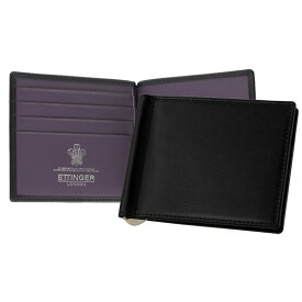 エッティンガー ETTINGER 財布 メンズ 二つ折り財布（マネークリップ） ブラック MONEY CLIP WALLET ST787AJR BLACK/PURPLE PURPLE/STERLING COLLECTION【英国】