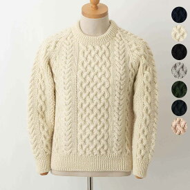 インバーアラン INVERALLAN メンズ レディース クルーネック長袖ニット ARAN COUNTRY MEETINGS CREW NECK SWEATER 1A【英国】